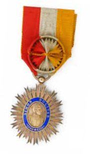 null Ordre de Simon Bolivar (Venezuela) - Croix d'officier en vermeil et émail, avec...
