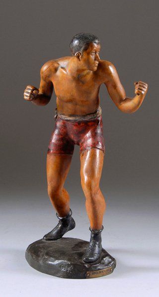 Sculpture en régule. «Boxeur» par Lopez....