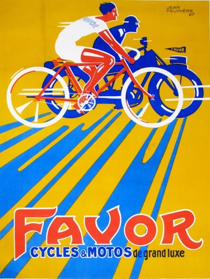 Affiche. «Cycles Favor» signée Jean Prunieres...