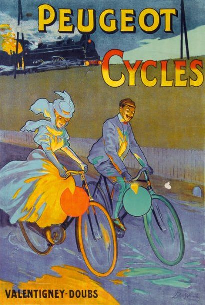 null Affiche. «Peugeot cycles». Signée Lobel Riche. Imprimerie Camis Paris. Dim....