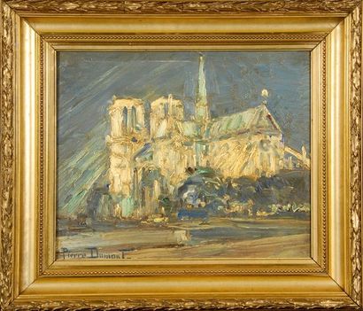 Pierre DUMONT (1884 - 1936) Notre Dame de Paris Huile sur panneau signé en bas à...