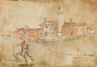 Constantin HAGONDOKOFF San mattia di Murano à Venise Aquarelle signée et datée 99...