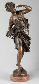 Maturin MOREAU (1822 - 1912) La moissonneuse. Bronze à patine brune, sur un socle...