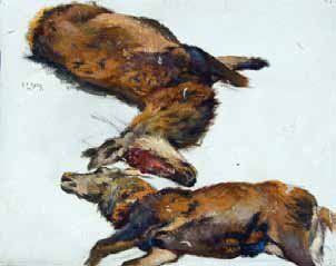 George Frédéric RÖTIG (1873-1961) Etude de cerf mort Huile sur toile découpée, signée...