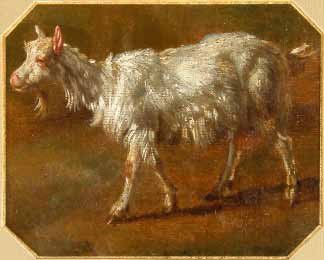 Francesco LONDONIO (Milan 1723 - 1783) Une chèvre Huile sur papier 11 x 14 cm