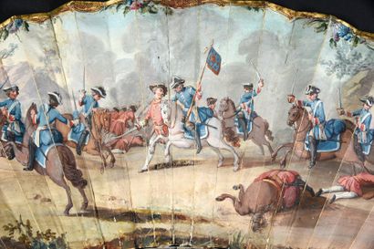 null La bravoure du jeune Bullion à la bataille de Crevelt, le 24 juin 1758.
Eventail...