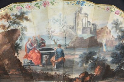 null Jésus et les apôtres, vers 1780
Eventail plié, feuille en peau peinte à la gouache,...