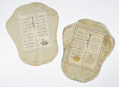 null *Ariettes de «Lucille» et «Julie», vers 1780
Paire d'écrans à main en carton...