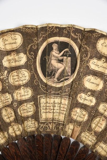 null Rébus et devinettes, vers 1793
Eventail plié, feuille double en papier gravé....