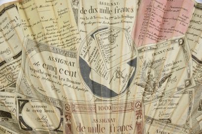 null Les assignats, vers 1792-1793
Eventail plié, la feuille double en papier gravé,...
