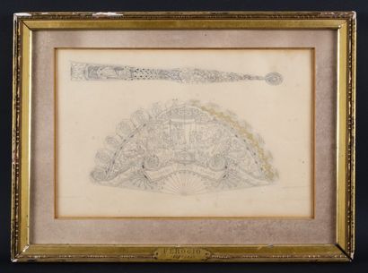 François Fortuné Ferogio Projet de monture d'éventail, vers 1830-1840
Feuille rectangulaire...