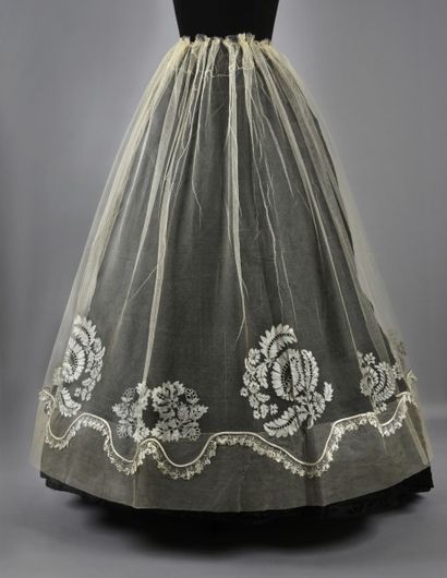null Jupe ou bas de robe en dentelle, Blonde de Caen, fuseaux, milieu du XIXe siècle.
Jupe...