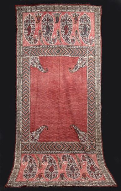 null Kalemkar, Inde pour la Perse, fin du XIXe siècle, fine toile de coton à décor...