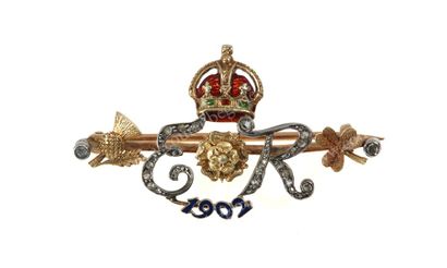 * EDOUARD VII, roi de Grande-Bretagne (1841-1910) 
Broche de corsage en or, souvenir...