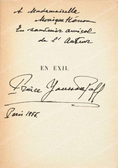** YOUSSOUPOFF, prince Félix 
En Exil, aux éditions Plon, Paris, édition originale...