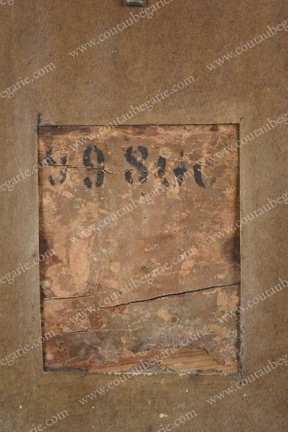 ÉCOLE DU XIXe SIÈCLE. 
Joueurs de cartes.
Huile sur panneau, porte en bas à droite...