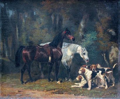 Jules de Bonnemaison (1809-1865) Le relais
Huile sur toile.
50 x 61 cm