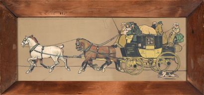 Cecil ALDIN Gasgow coach et Liverpool coach
Paire de pochoirs
27 x 70 cm