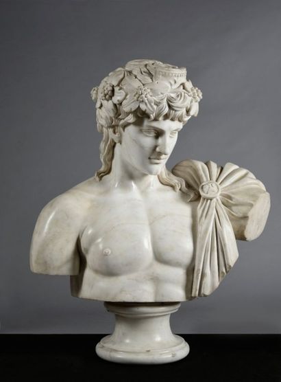 Antinoüs Braschi Buste en marbre d'après la statue monumentale trouvée en 1792-93...