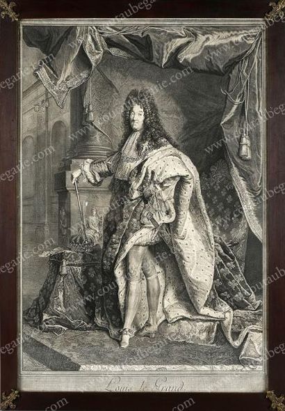 École FRANÇAISE du XVIIIe siècle 
Portrait du roi Louis XIV de France.
Gravure de...