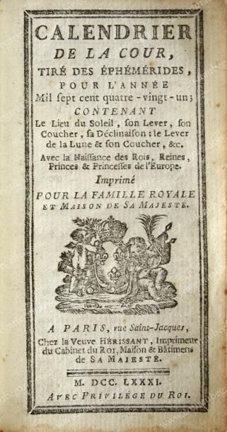 null BIBLIOTHÈQUE DU ROI LOUIS XVI
Calendrier de la cour pour l'année 1781, imprimé...