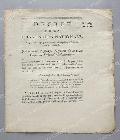 null [JUGEMENT DE LA REINE].
Décret de la Convention Nationale du 3 octobre 1793...