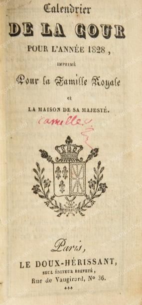 null CALENDRIER DE LA COUR.
Pour l'année 1828, imprimé à Paris pour la famille royale...
