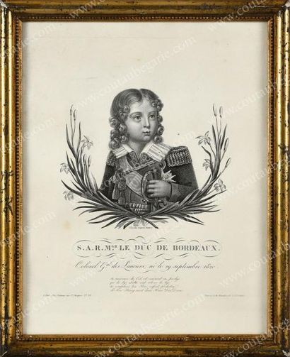 École Française du XIXe siècle 
Portrait du jeune duc de Bordeaux, en tenue de colonel...