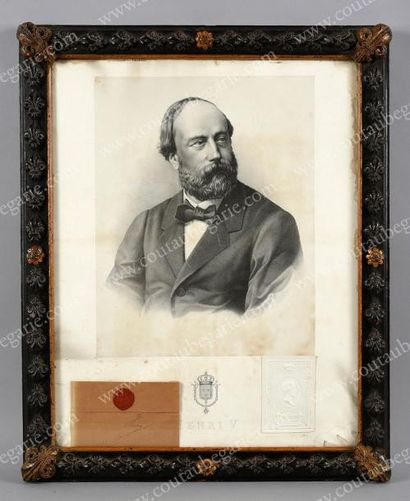 École Française du XIXe siècle 
Portrait d'Henri d'Artois, comte de Chambord (1820-1883).
Gravure...