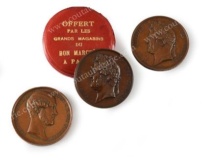 BARRE Jean-Auguste (1811-1896) 
Ensemble de deux médailles en bronze à patine brune,...