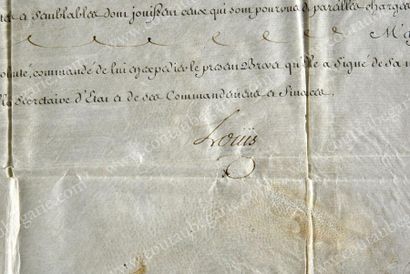 LOUIS XV, roi de France (1710-1774) 
Lettre de service signée Louis, Compiègne, le...
