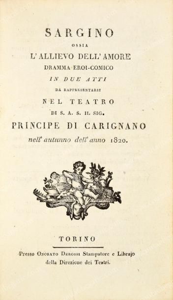 [FOPPA Giuseppe] 
Sargino ossia l'allievo dell'amore, Turin, chez Onorato Derossi,...