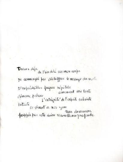 null MANUSCRIT ORIGINAL DE GIANI ESPOSITO - 1970. Texte extrait de l'oeuvre La Mort...