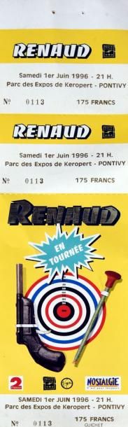 null Renaud
Lot de trois tickets pour le concert de Renaud en 1996. Un carton d'invitation...