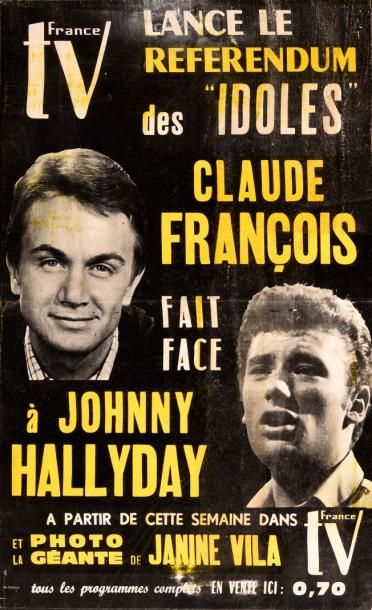 null Johnny Hallyday fait face à Claude François.
Rarissime affichette promotionnelle...