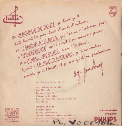 null Serge Gainsbourg. 1959
Rarissime double 45T promo dédicacé de Serge Gainsbourg...