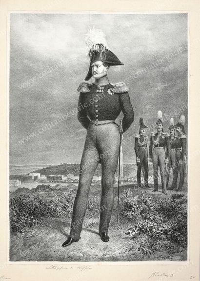 RAFFET AUGUSTE (1804-1860) 
Portrait de l'empereur Nicolas Ier de Russie.
Lithographie...