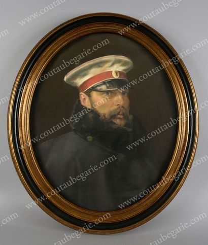 École RUSSE du XIXe siècle 
Portrait de l'empereur Alexandre II (1818-1881).
Pastel...