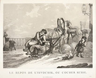 DEBUCOURT Philibert-Louis (1755-1832) 
Le Drochki ou la voiture d'été; Kibitki d'été;...