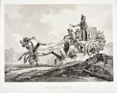 DEBUCOURT Philibert-Louis (1755-1832) 
Le Drochki ou la voiture d'été; Kibitki d'été;...