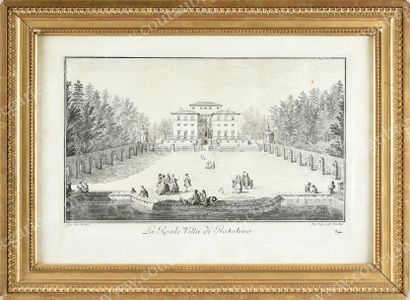 * ÉCOLE ITALIENNE DU XVIIIE SIÈCLE 
La Reale Villa di Pratolino.
Gravure signée Joseph...