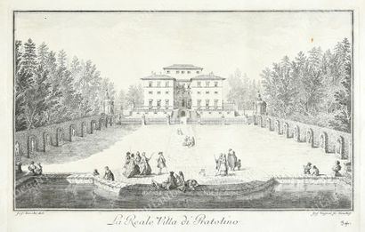 * ÉCOLE ITALIENNE DU XVIIIE SIÈCLE 
La Reale Villa di Pratolino.
Gravure signée Joseph...