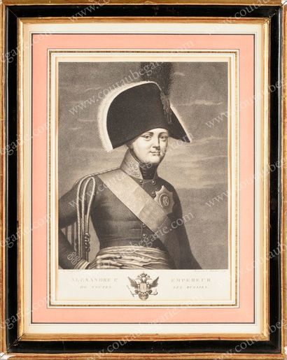 École Française du XIXe siècle 
Portrait de l'empereur Alexandre Ier de Russie.
Lithographie...