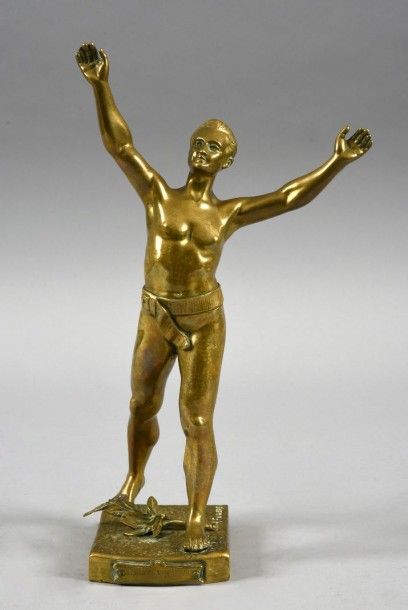 null Sculpture en bronze «l'Athlète Vainqueur».
Signée H. Fugère (1872-1944).
Circa...
