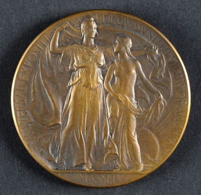 null 1904. St Louis. Médaille de bronze de récompense.
Diam. 64 mm. Third place award...