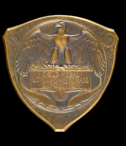 null 1904. St Louis. Médaille d'or de récompense. En bronze.
Dim. 71 x 71 mm. Gold...