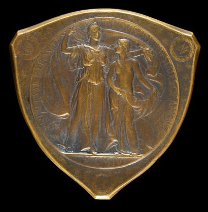 null 1904. St Louis. Médaille d'or de récompense. En bronze.
Dim. 71 x 71 mm. Gold...