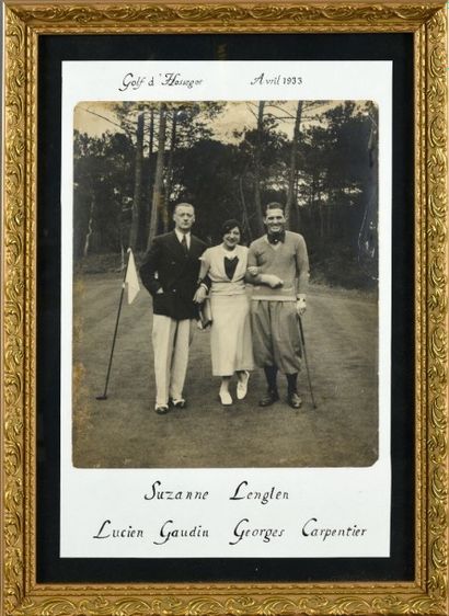 null Photo originale avec Suzanne Lenglen, Lucien Gaudin et Georges Carpentier au...
