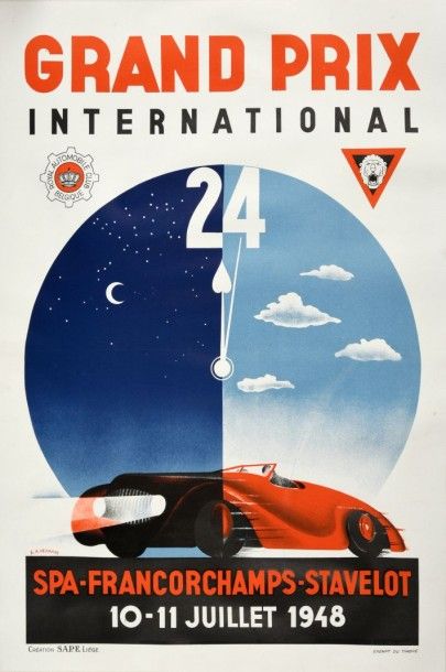 null Affiche du Grand-Prix International des 24h de Spa- Francorchamps disputés les...