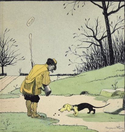 Benjamin RABIER 
Le chasseur et son chien
Encre de chine et encres de couleurs pour...